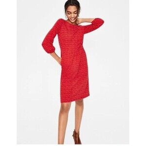 Boden Odelia 2 Dress Stars Print 100% Jersey Cotton Balloon Sleeve Pockets